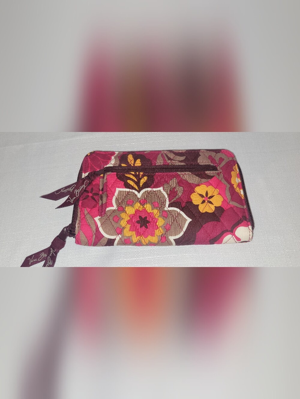 Vera Bradley Pink Floral Quilted Wrist Purse or Wallet